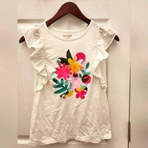 Cat & Jack Ruffles Sleeves Pom Pom Shirt Top L